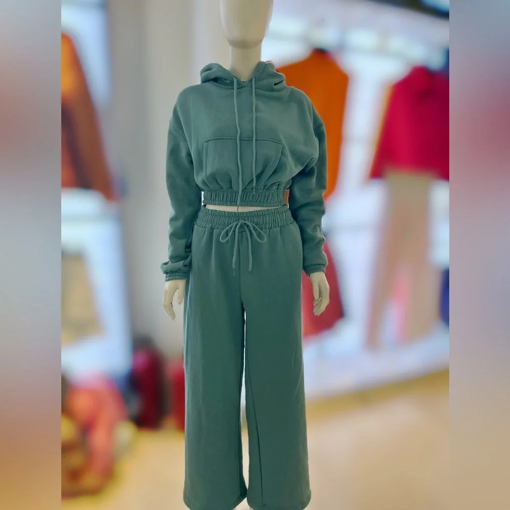 Zara sweatsuit set with hoodie and wide leg pants size: S top and M bottoms. - Picture 7 of 7